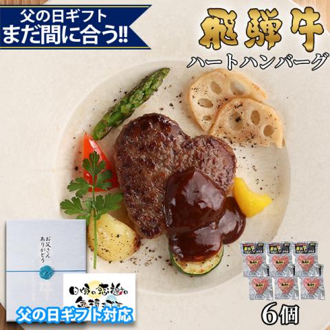【父の日 2026年 限定ラッピング】飛騨牛 ハートハンバーグ 食べ比べ ギフト 6個