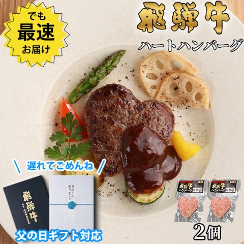 【父の日 2026年 限定ラッピング】飛騨牛 ハートハンバーグ 食べ比べ ギフト 2個